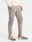 Pantaloni de trening pentru bărbați cu inserții din țesătură ottoman - cenușă V4 OM-PASK-0127