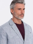 Men's REGULAR cut jacket with linen - light blue V3 OM-BLZB-0128