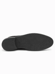 Cizme de gleznă pentru bărbați din piele cu șireturi - negru V2 OM-FOCS-0136