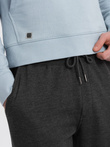 Pantaloni de trening pentru bărbați cu cusături și fermoar pe picior - grafit melange V2 OM-PASK-0147