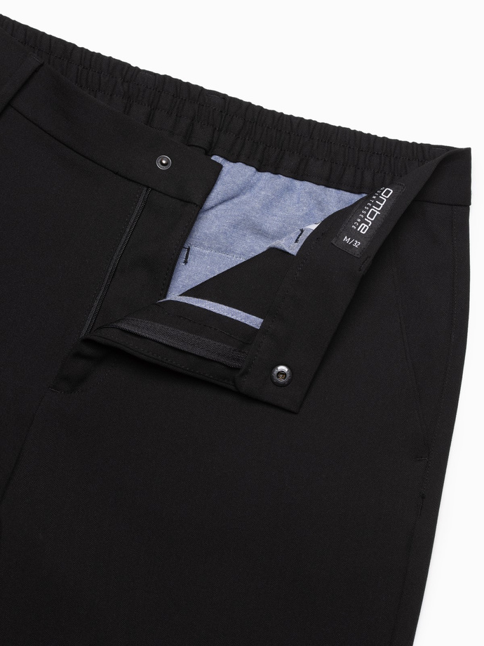 Men's chino pants with elastic waistband SLIM FIT - black V3 OM-PACP-0158