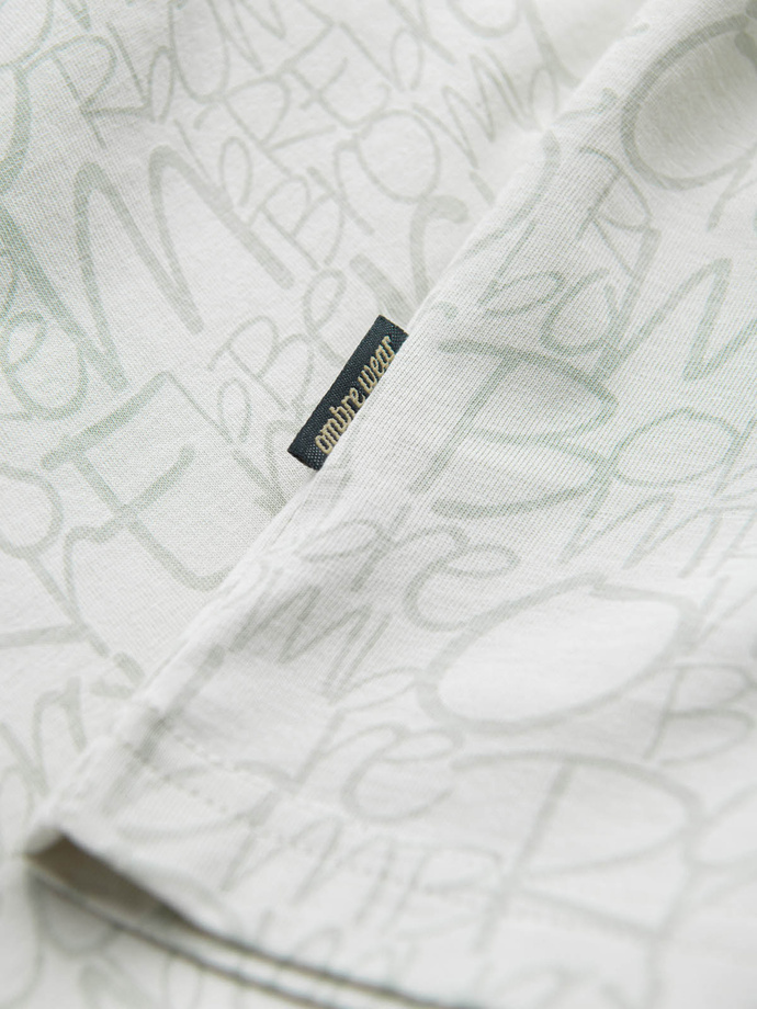 Tricou bărbătesc din bumbac cu litere imprimate și buzunar - galben-verde V4 OM-TSFP-0188