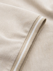 Men's melange polo shirt with striped collar - sand V4 OM-POSS-0109