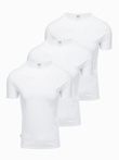 Set tricou cu gât rotund din bumbac pentru bărbați BASIC - 3x alb V11 OM-TSBS-0232