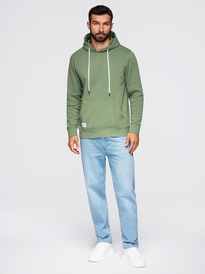 Men's kangaroo sweatshirt with hood - green V3 OM-SSBN-0177