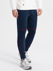 Men's sweatpants with contrast stitching - navy blue V4 OM-PASK-0145
