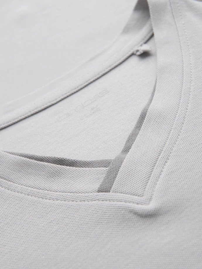 Men's T-shirt with contrasting inserts and crew neckline - light grey V4 OM-TSCT-0198