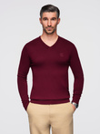 Pulover elegant pentru bărbați, cu decolteu de tip "crew neckline" - burgundy V13 OM-SWBS-0107