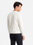 Men's non-stretch sweatshirt with metal pin - cream V2 OM-SSNZ-0136