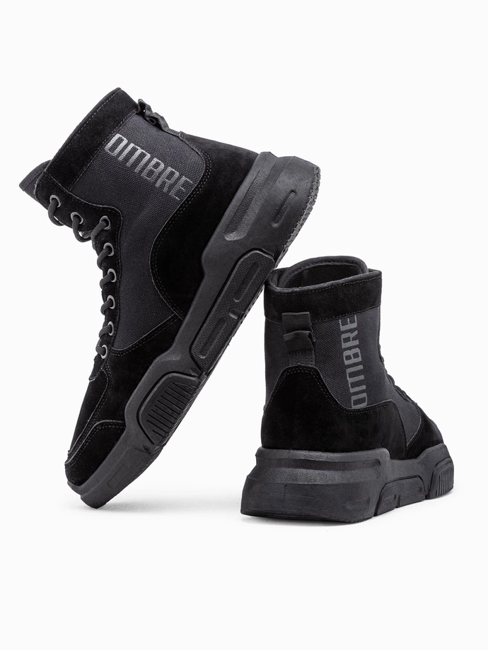 Men's ankle sneaker boots with sculpted sole - black V1 OM-FOBO-0122
