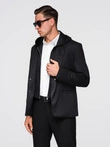Men's blazer with detachable underlining and hood - black V1 OM-BLZB-0126