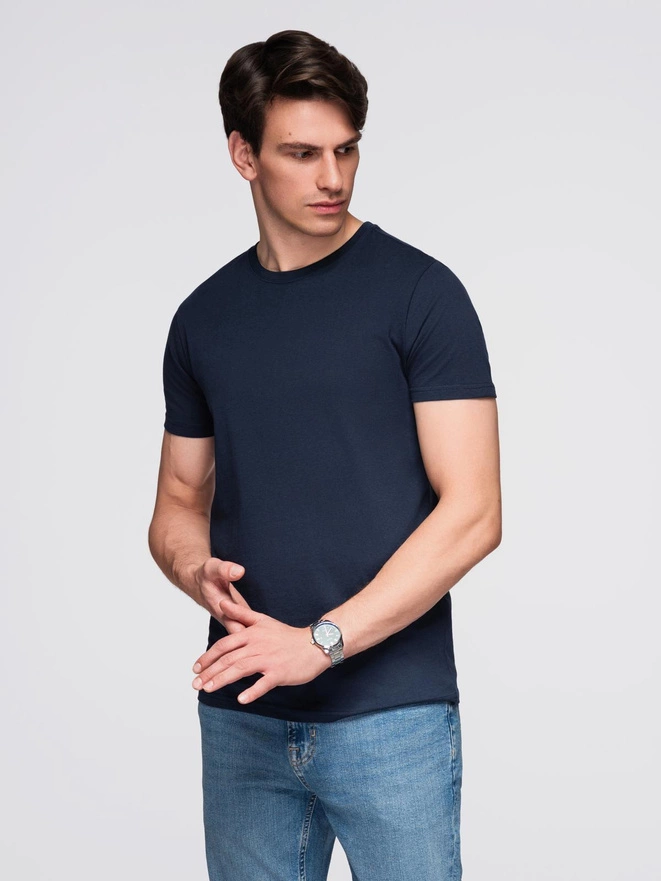 Tricou clasic BASIC din bumbac pentru bărbați - violet V13 OM-TSBS-0146