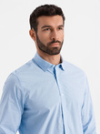 Cămașă clasică din bumbac REGULAR - albastru V1 OM-SHOS-0154