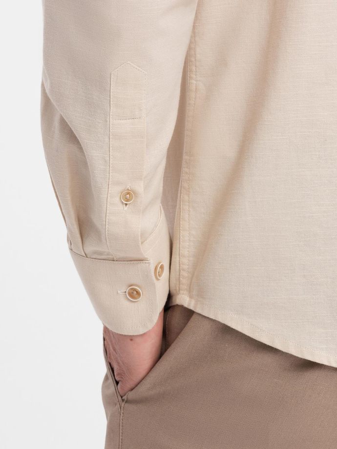 Blazer bărbătesc cu croială REGULAR cu in - crem V1 OM-BLZB-0128