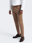 Vyriškos SLIM FIT plonos tekstūros chino kelnės - rudos V2 OM-PACP-0190