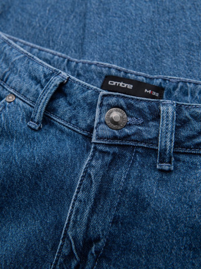 Marbled men's denim pants CARROT FIT - dark blue V2 OM-PADP-0225