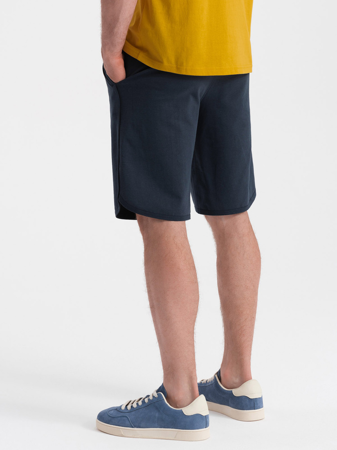 Pantaloni scurți de trening cu picior rotunjit pentru bărbați - albastru marin V7 OM-SRSK-0105