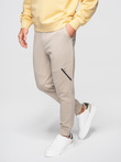 Men's structured knit sweatpants - light beige V1 OM-PASK-0211