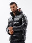 Men's winter puffer jacket shiny - black C545