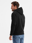 Men's unlined kangaroo sweatshirt with hood and print - black V1 OM-SSPS-0158