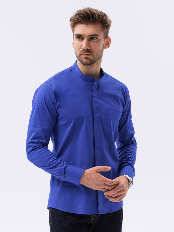Men's elegant shirt with long sleeves - blue K307