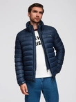 Men's quilted jacket with two fasteners - navy blue V1 OM-JALP-0231