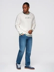 Men's sweatshirt with raglan sleeves and contrasting details - white V2 OM-SSNZ-0244