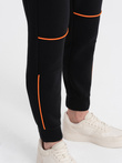 Men's sweatpants with contrast stitching - black V1 OM-PASK-0145