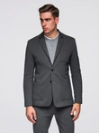 Men's SLIM knit jacket with subtle texture - graphite V1 OM-BLZB-0101