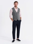 Fitted elegant men's structured knit vest - graphite V3 OM-BLZV-0147