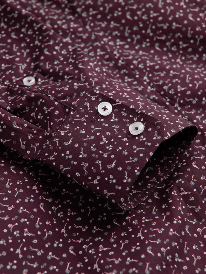 Cămașă bărbătească din bumbac cu model SLIM FIT - burgundy V5 OM-SHCS-0151