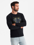 Men's non-stretch printed sweatshirt - black V1 OM-SSPS-0157