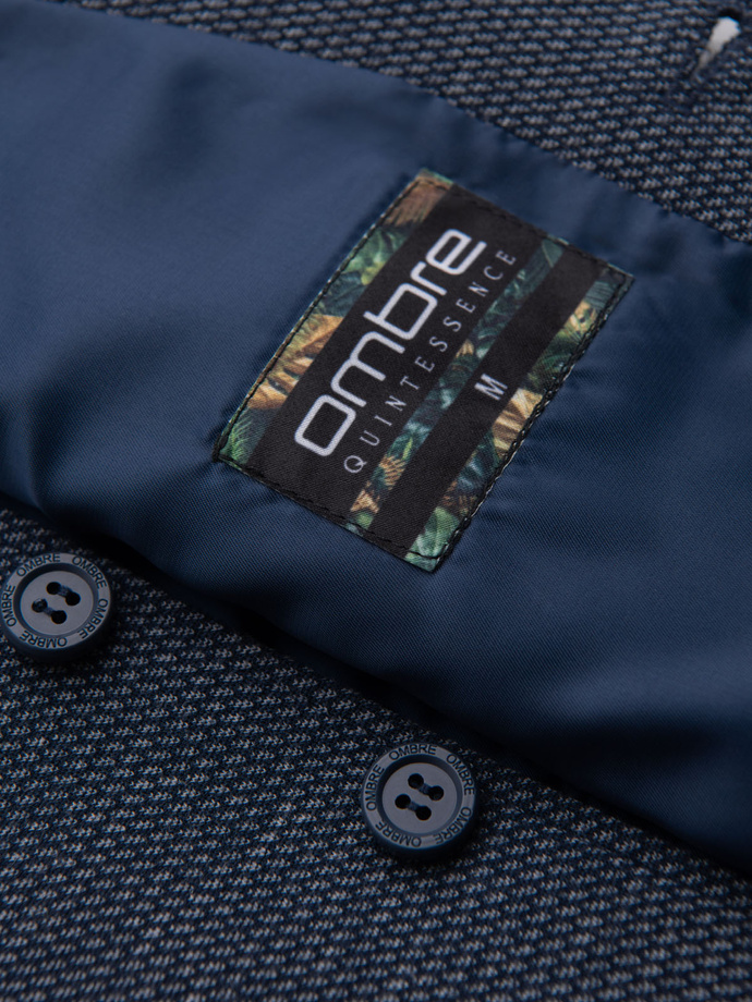 Elegantiška "Tailored" vyriška trikotažinė liemenė - tamsiai mėlyna V1 OM-BLZV-0147