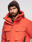 Men's long insulated jacket with reflective elements - orange V1 OM-JALJ-0169