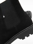 Pantofi bărbătești de top din piele de căprioară - negru V1 OM-FOBO-0173