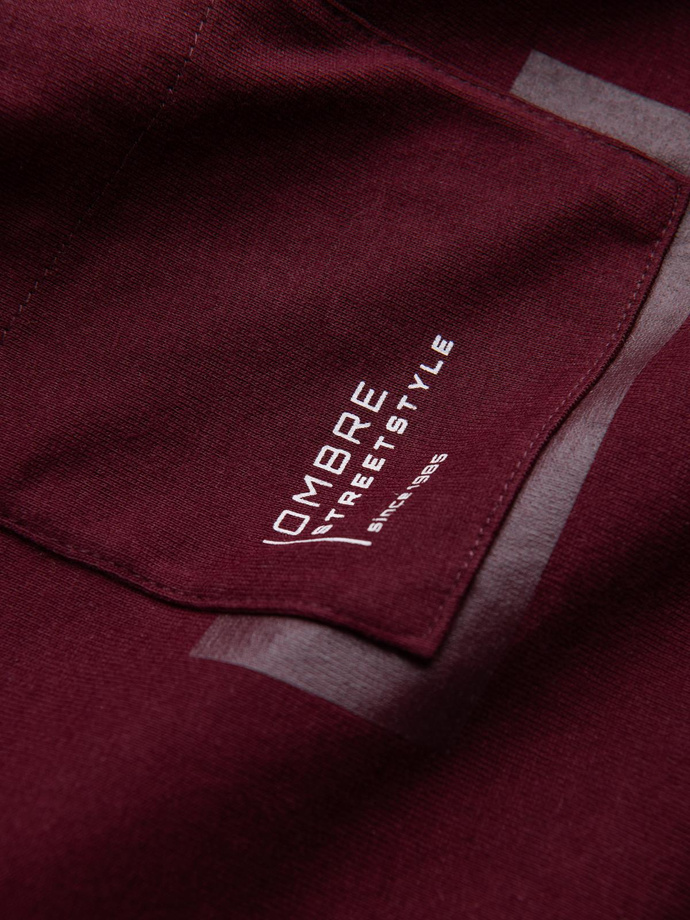 Pánske bavlnené tričko s potlačou vreciek - bordová V2 OM-TSPT-0154