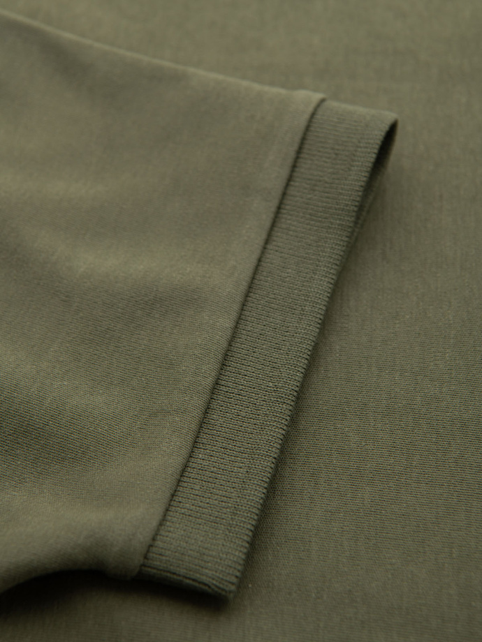 Pánská polokošile s výstřihem na zip - olivová V5 OM-POSS-0148