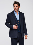 Men's knitted jacket with a fitted cut - navy blue V3 OM-BLZB-0100