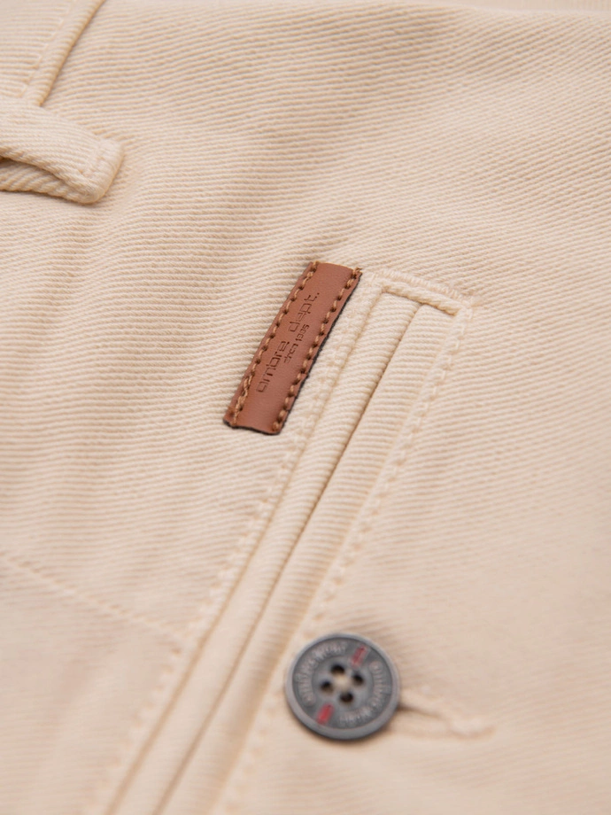 Men's denim classic shorts with rolled up leg - cream V2 OM-SRDS-0162