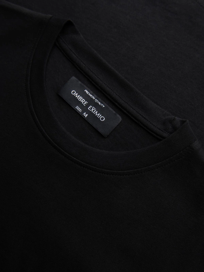 Tricou bărbătesc din bumbac cu aplicații de bijuterii pe piept - negru V1 OM-TSCT-0290