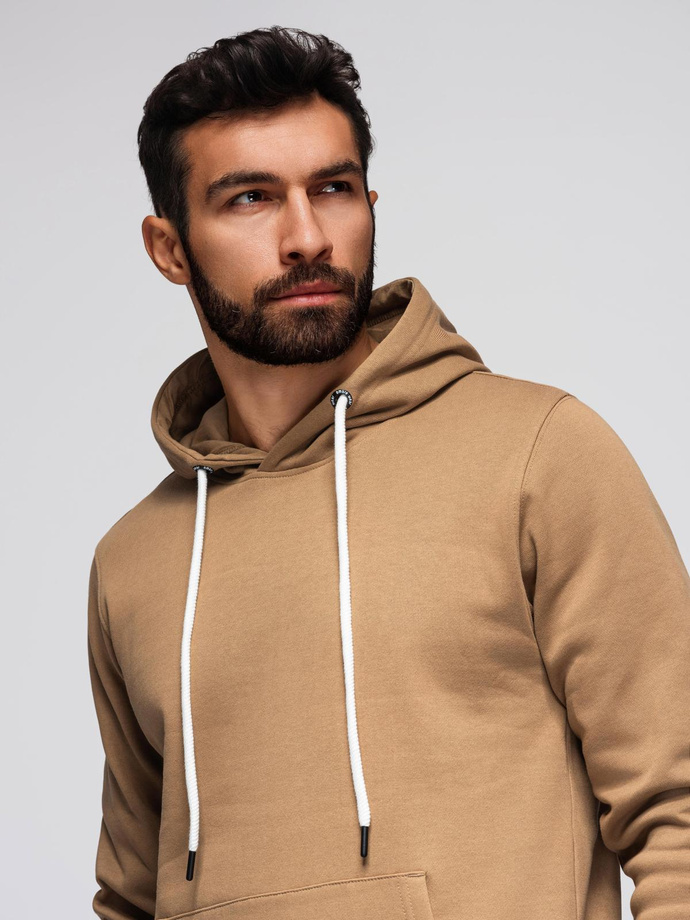 Men's BASIC kangaroo hooded sweatshirt - brown V2 B1674