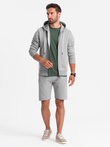 Men's sweatshirt set unbuttoned sweatshirt + shorts - gray V8 Z76