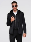 Men's blazer with detachable underlining and hood - black V1 OM-BLZB-0126