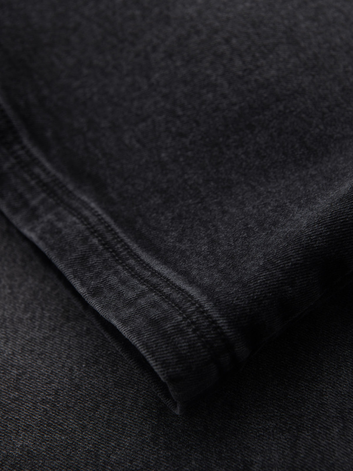 Men's shorts with elastic waistband and wash effect - black V4 OM-SRDS-0192