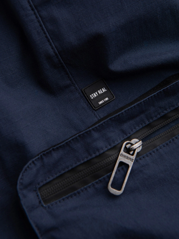 Pánske nohavice JOGGER s cargo vreckami na zips - tmavomodré V5 OM-PAJO-0135