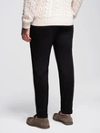 Pantaloni bărbătești din tricot pique cu talie reglabilă - negru V2 OM-PACP-0283