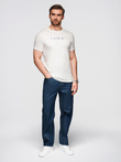 Men's T-shirt with embroidery on chest - white V2 OM-TSPT-0248