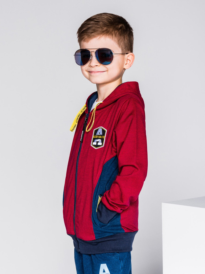 Detská mikina na zips s kapucňou - bordová KB013