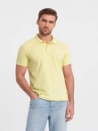 Tricou polo BASIC pentru bărbați, tricou piqué monocolor - galben V15 OM-POBS-0100