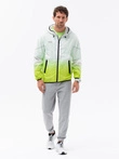 Men's sports jacket with ombre effect - white and lime green V1 OM-JANP-0104